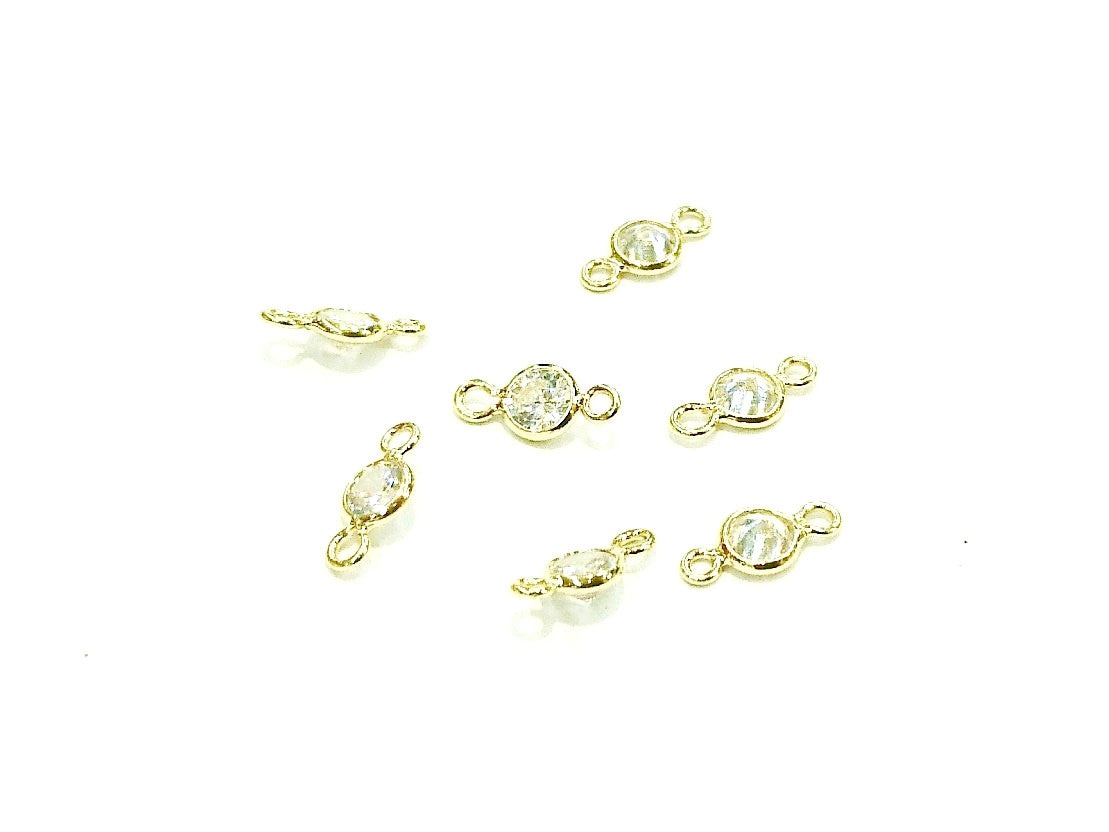 連接配件, 銅邊, 方晶鋯石, 4.5mm, 4個