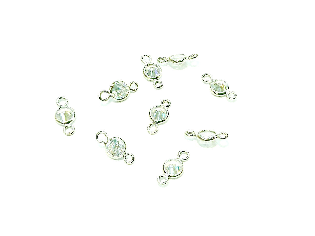 連接配件, 銅邊, 方晶鋯石, 4.5mm, 4個