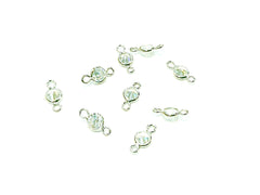 連接配件, 銅邊, 方晶鋯石, 4.5mm, 4個