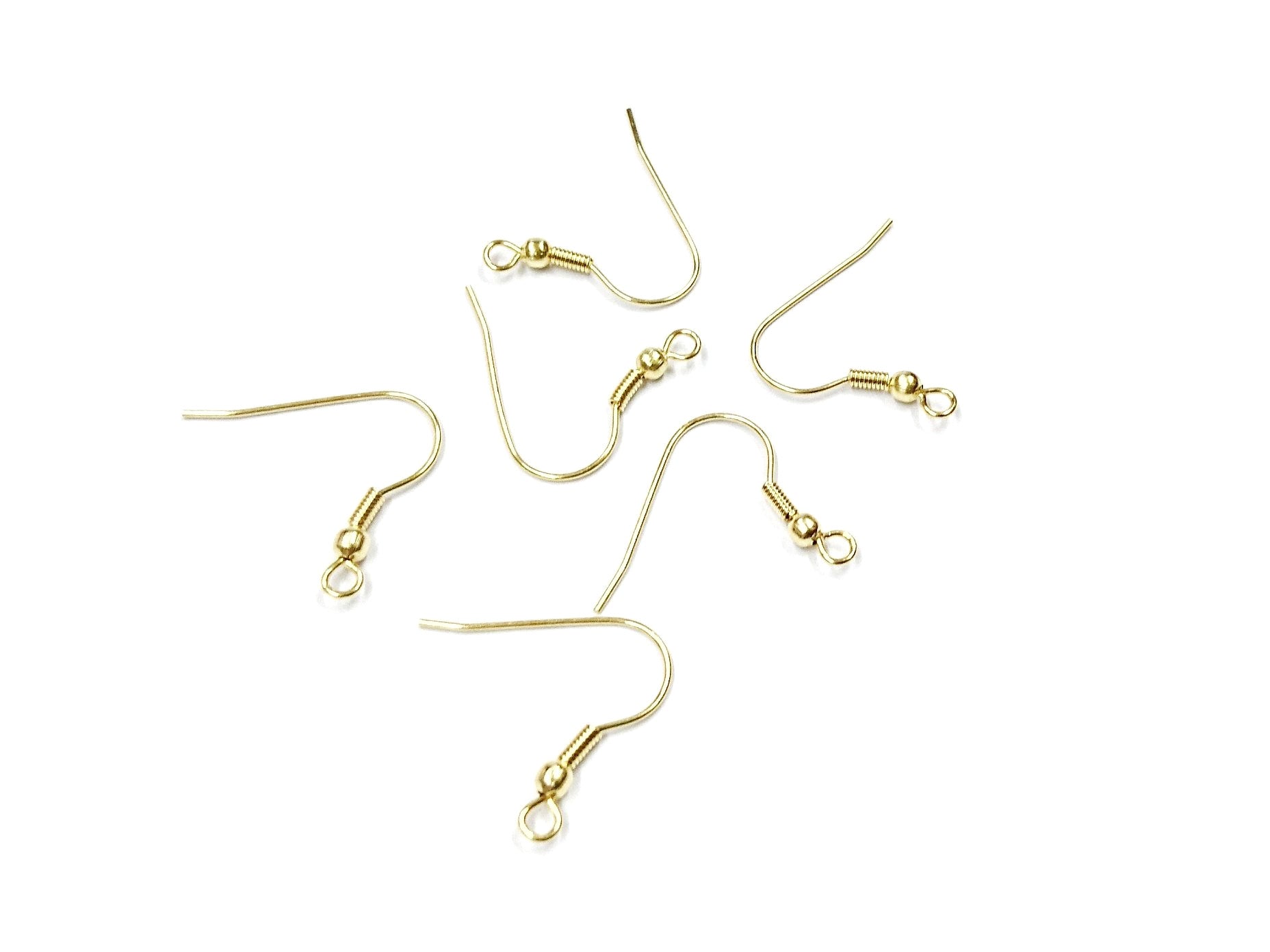 不鏽鋼耳勾, 有圈, 金色, 3對