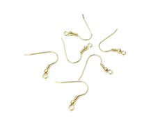 不鏽鋼耳勾, 有圈, 金色, 3對
