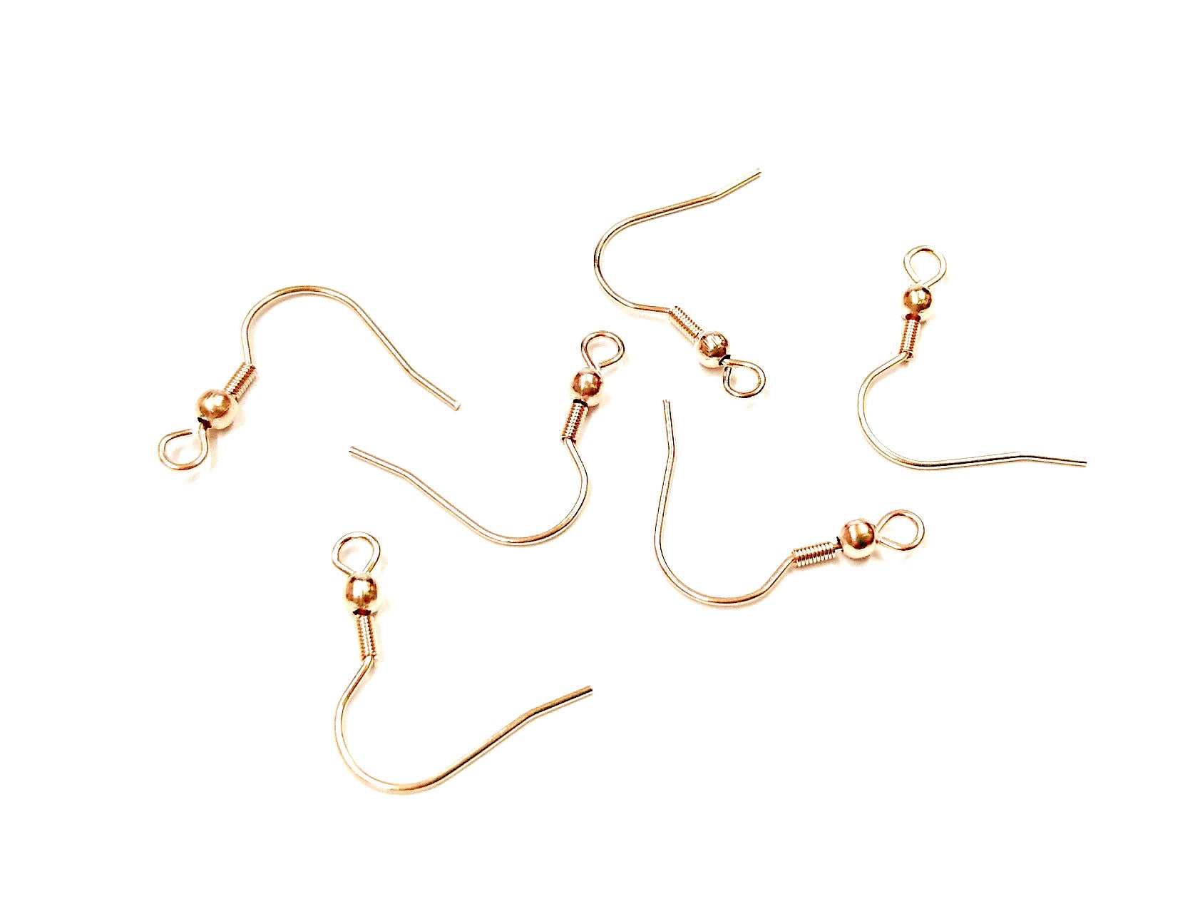 不鏽鋼耳勾, 有圈, 玫瑰金色, 3對
