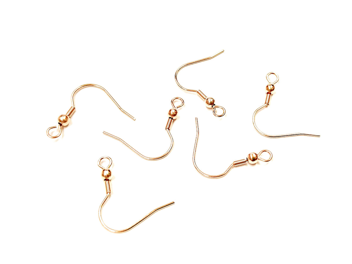 不鏽鋼耳勾, 有圈, 玫瑰金色, 3對