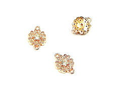 銅連接配件, 方晶鋯石, 9x12.5mm, 小花, 1個