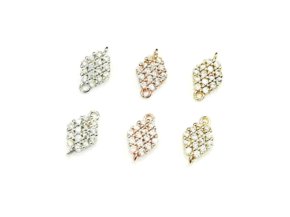 銅連接配件, 方晶鋯石, 8x13mm, 1個