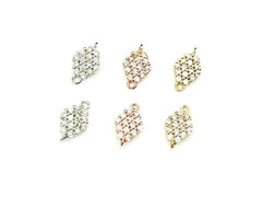 銅連接配件, 方晶鋯石, 8x13mm, 1個