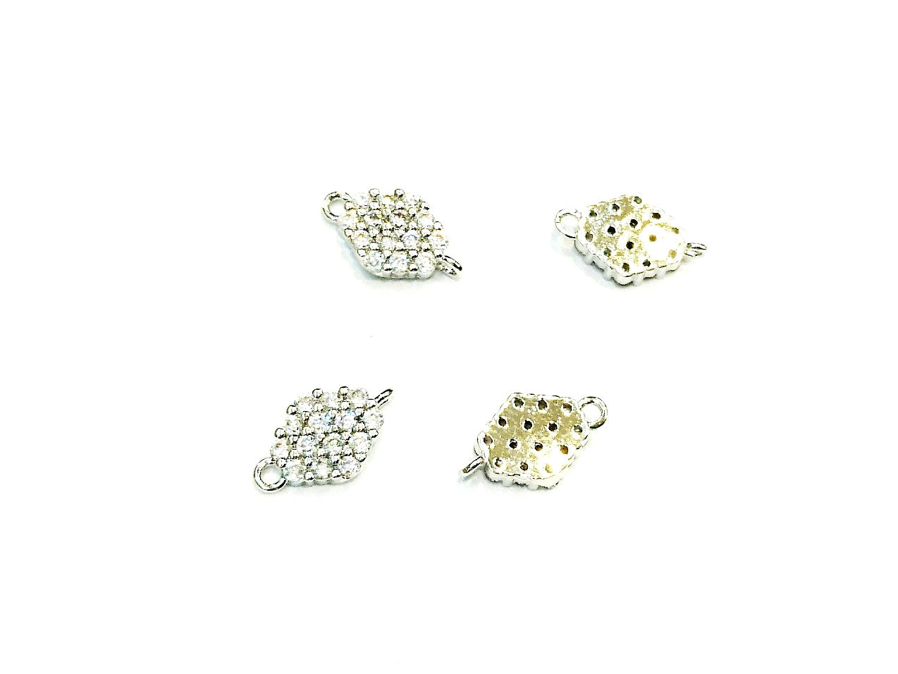 銅連接配件, 方晶鋯石, 8x13mm, 1個