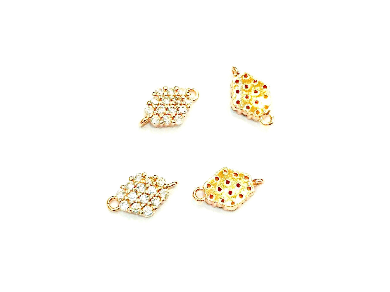 銅連接配件, 方晶鋯石, 8x13mm, 1個