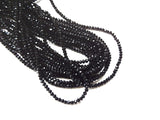 玻璃珠, 3x3.5mm, 切面扁珠, 實黑色 (#02)