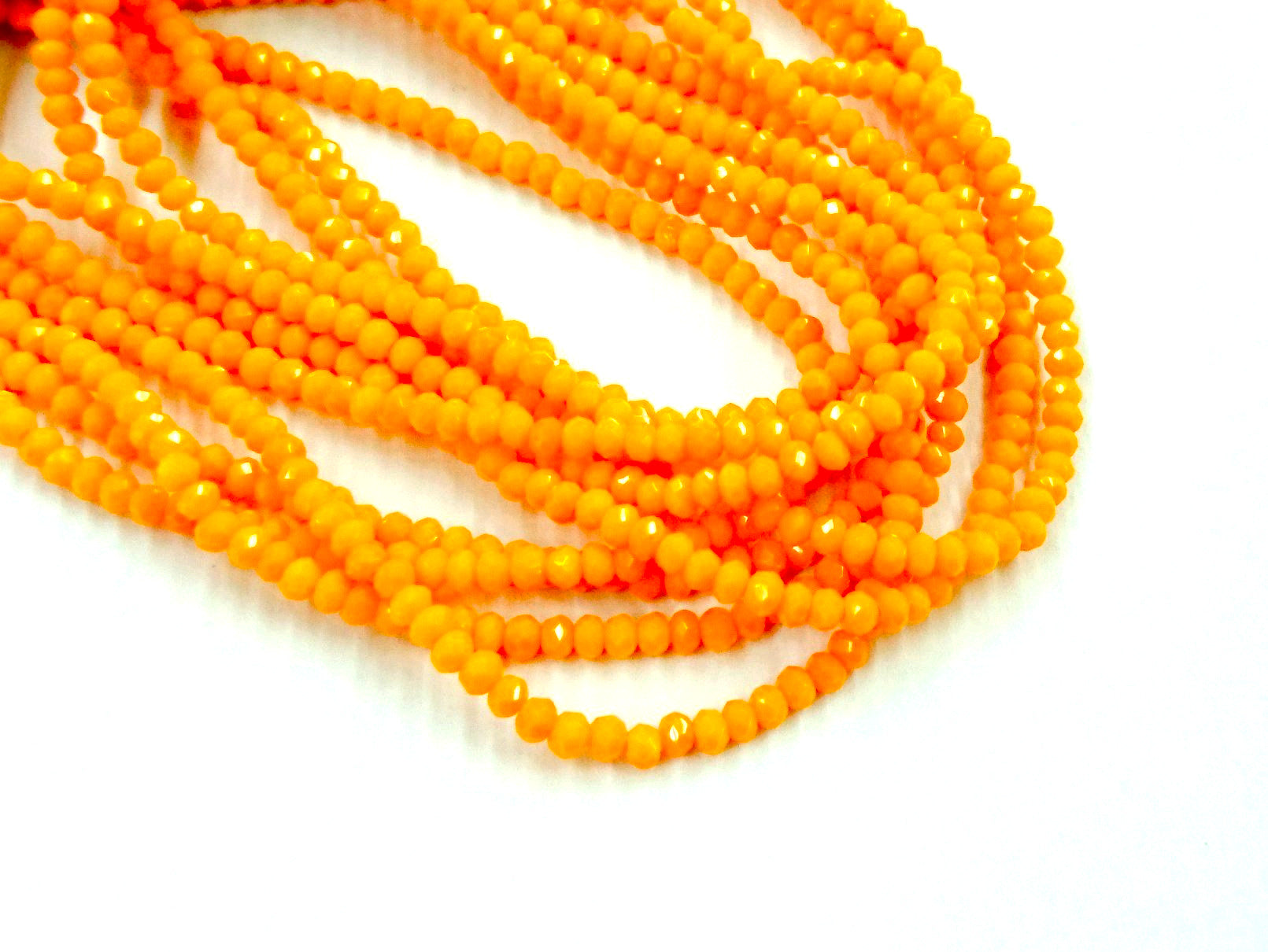 玻璃珠, 2x3mm, 切面扁珠, 桔色 (#75A)