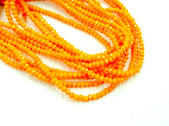 玻璃珠, 2x3mm, 切面扁珠, 桔色 (#75A)