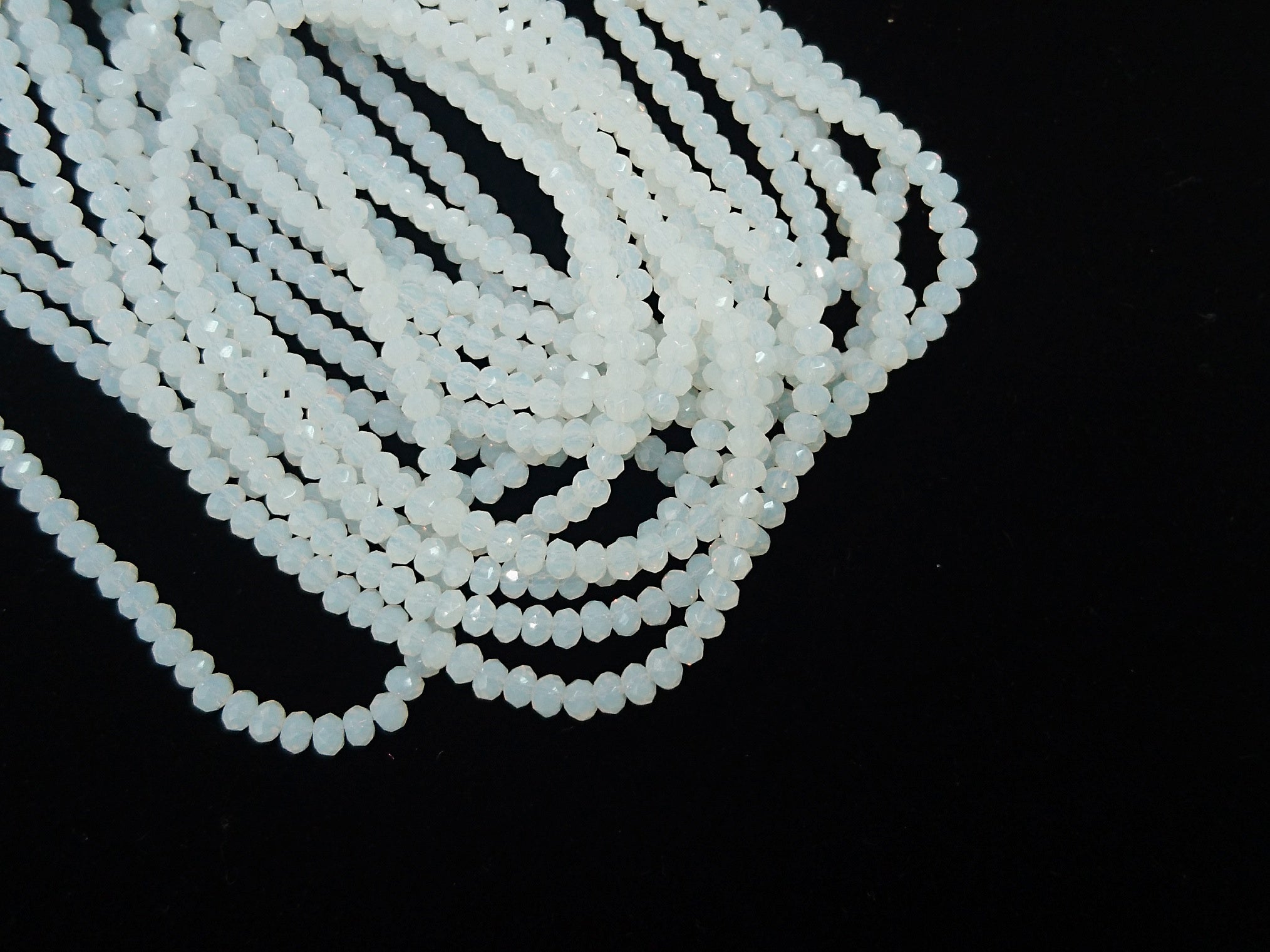 玻璃珠, 2x3mm, 切面扁珠, 蛋白色 (#51)