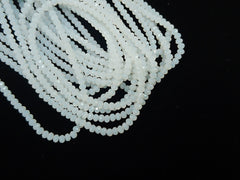 玻璃珠, 2x3mm, 切面扁珠, 蛋白色 (#51)