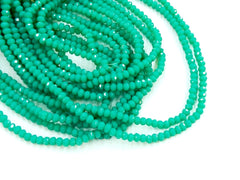 玻璃珠, 3x3.5mm, 切面扁珠, 果凍湖水綠 (#524)