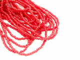 Glass beads, 2x3mm faceted rondelle, Solid Coral (#507) | 玻璃珠, 2x3mm, 切面扁珠, 珊瑚色 (#507)