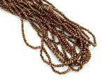 玻璃珠, 3x3.5mm, 切面扁珠, 深紅古銅 (#39A)