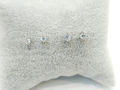 閃石耳鐶, 3mm/4mm鋯石, 有圈, 白金色, 1對