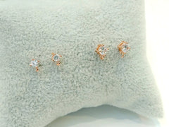 閃石耳鐶, 3mm/4mm鋯石, 有圈, 玫瑰金色, 1對