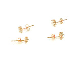 Stud Earring, Rose Gold Color, 3mm/4mm Clear Cubic Zirconia, 1 Pair | 閃石耳鐶, 3mm/4mm鋯石, 有圈, 玫瑰金色, 1對