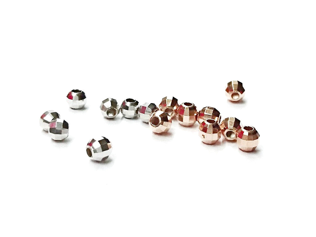 Beads, Sterling Silver, Facet-cut, Multi-cut, 4mm | 925銀珠, 4mm批花圓珠