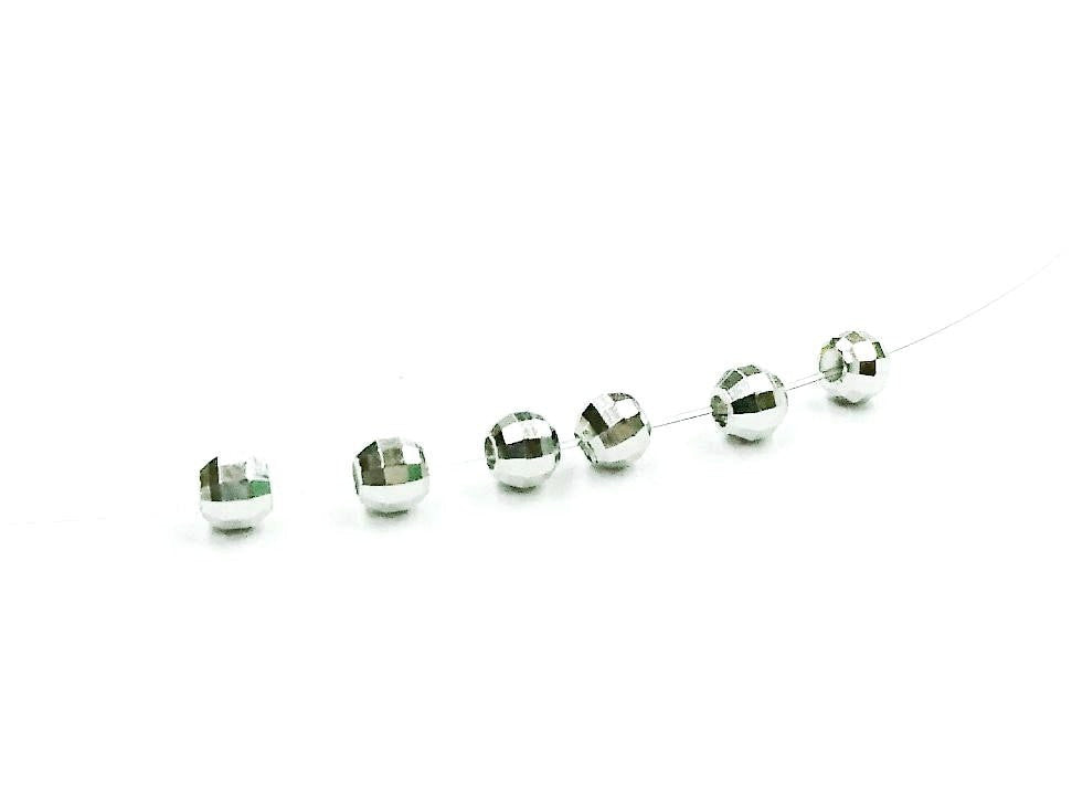 Beads, Sterling Silver, Facet-cut, Multi-cut, 3mm | 925銀珠, 3mm批花圓珠
