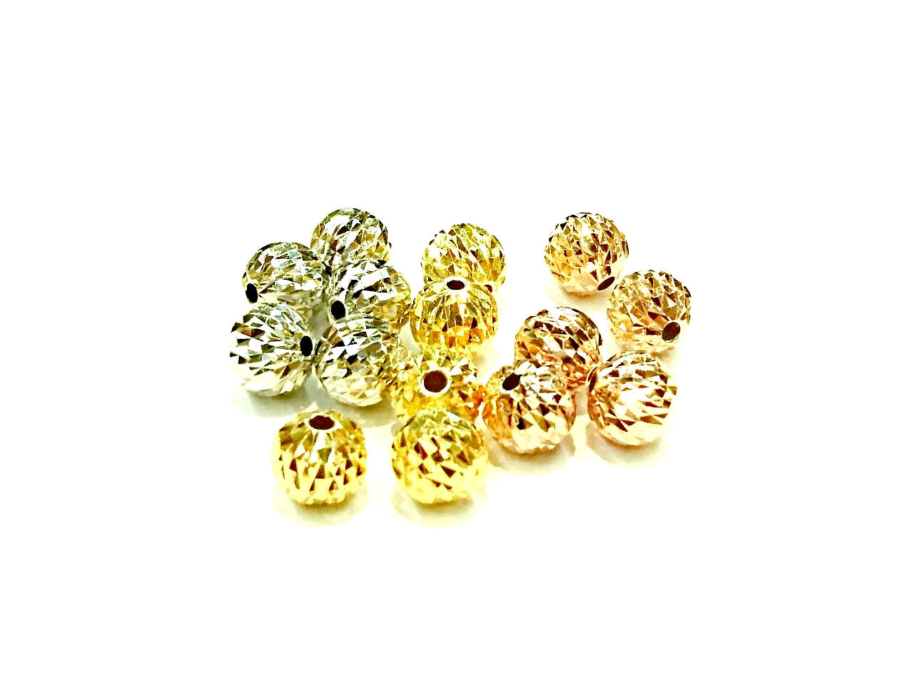 Beads, Sterling Silver, Multi-cut, 8mm | 925銀珠, 8mm批花圓珠