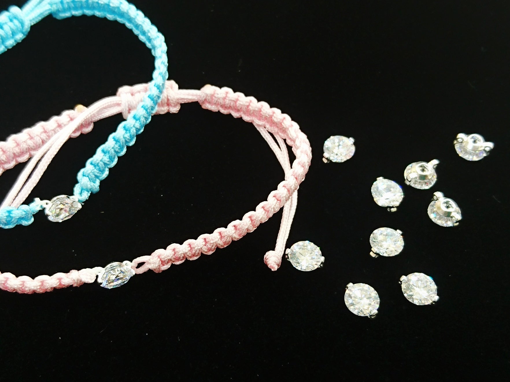 連接配件, 銅底座, 6mm方晶鋯石, 2個