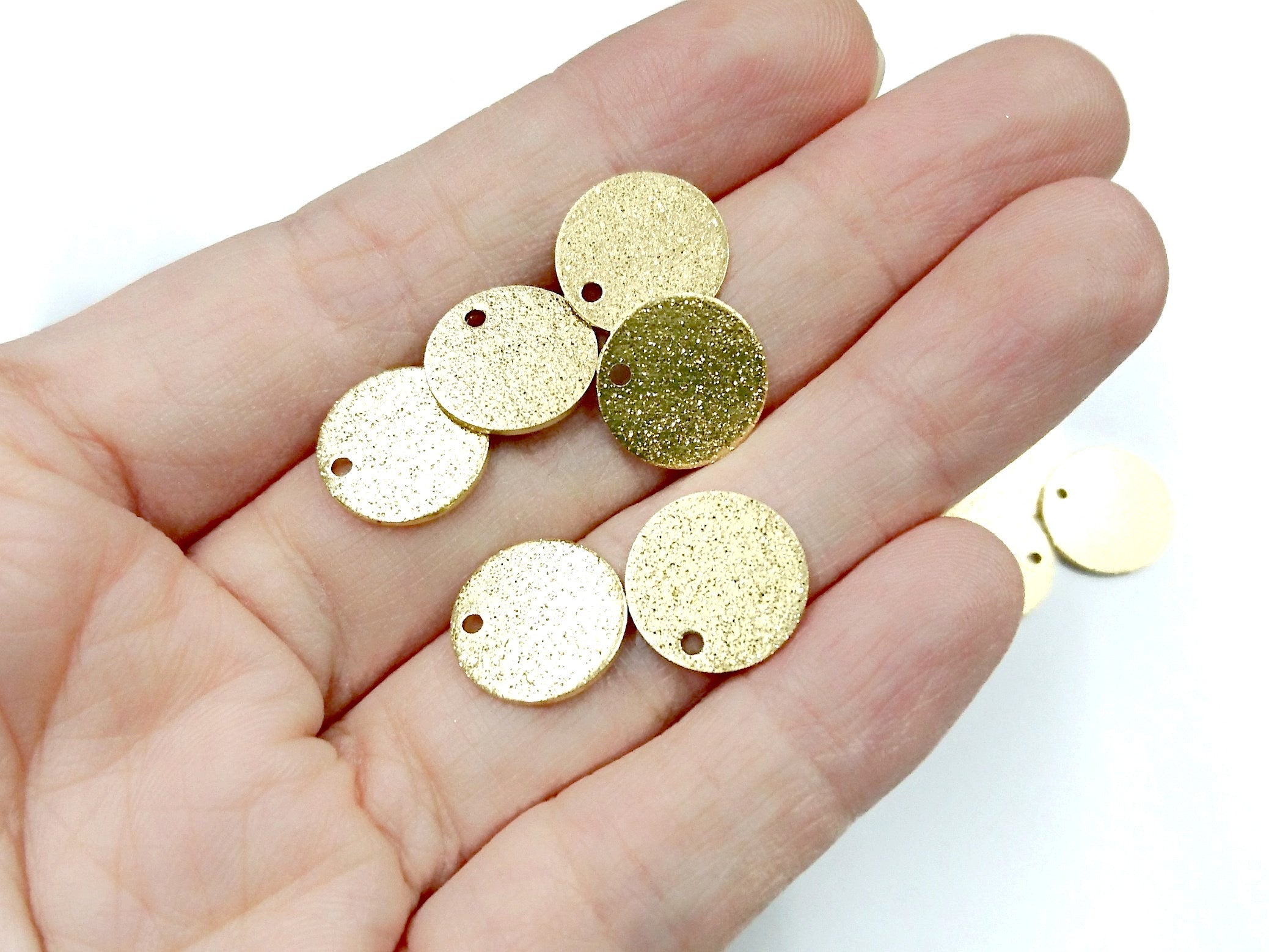 圖形銅片, 10/12mm, 黃銅色, 10個