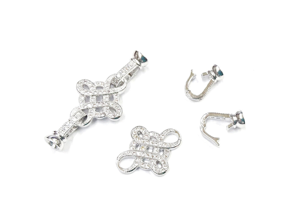 Snap Clasp, 17x40mm, Celtic Pattern, Cubic Zirconia | 閃石鏈扣, 17x40mm