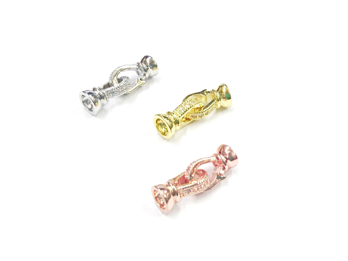 Snap Clasp, 6.5x23mm, Clear Cubic Zirconia | 閃石鏈扣, 6.5x23mm