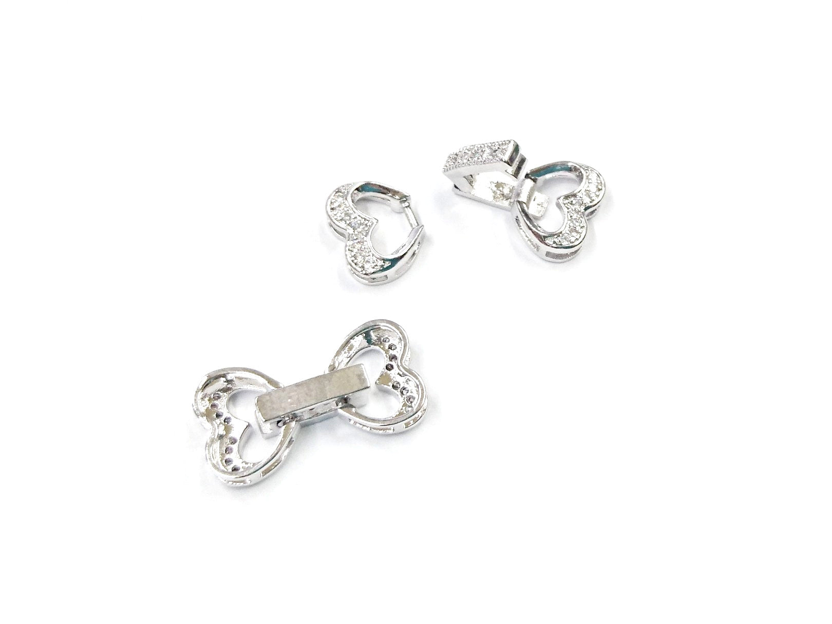 Snap Clasp, 11x21mm, Heart, Cubic Zirconia | 閃石鏈扣, 11x21mm