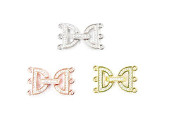 Snap Clasp, 15x24mm, 3 Rows, Cubic Zirconia | 閃石鏈扣, 15x24mm