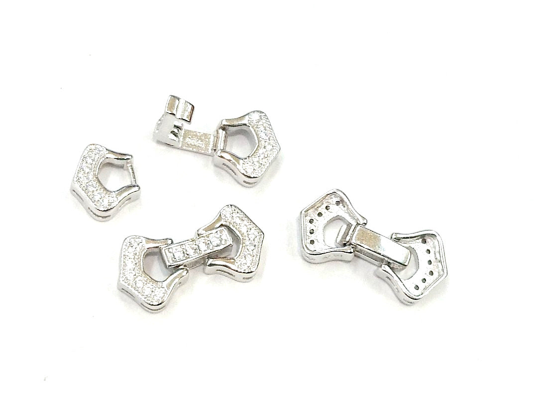 Snap Clasp, Sterling Silver, 9x20mm, Cubic Zirconia | 閃石鏈扣, 925銀, 9x20mm