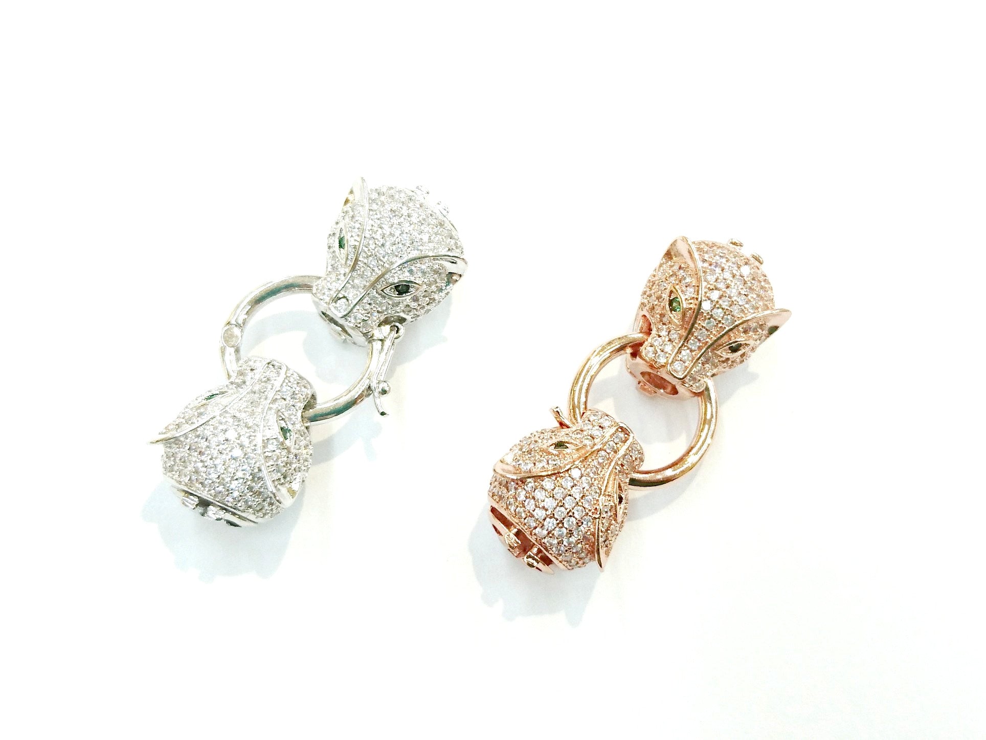 Twister Clasp, Jaguar, 14x40mm, Cubic Zirconia | 閃石鏈扣, 14x40mm