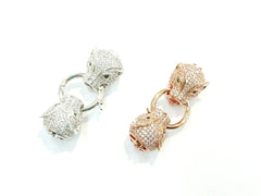 Twister Clasp, Jaguar, 14x40mm, Cubic Zirconia | 閃石鏈扣, 14x40mm