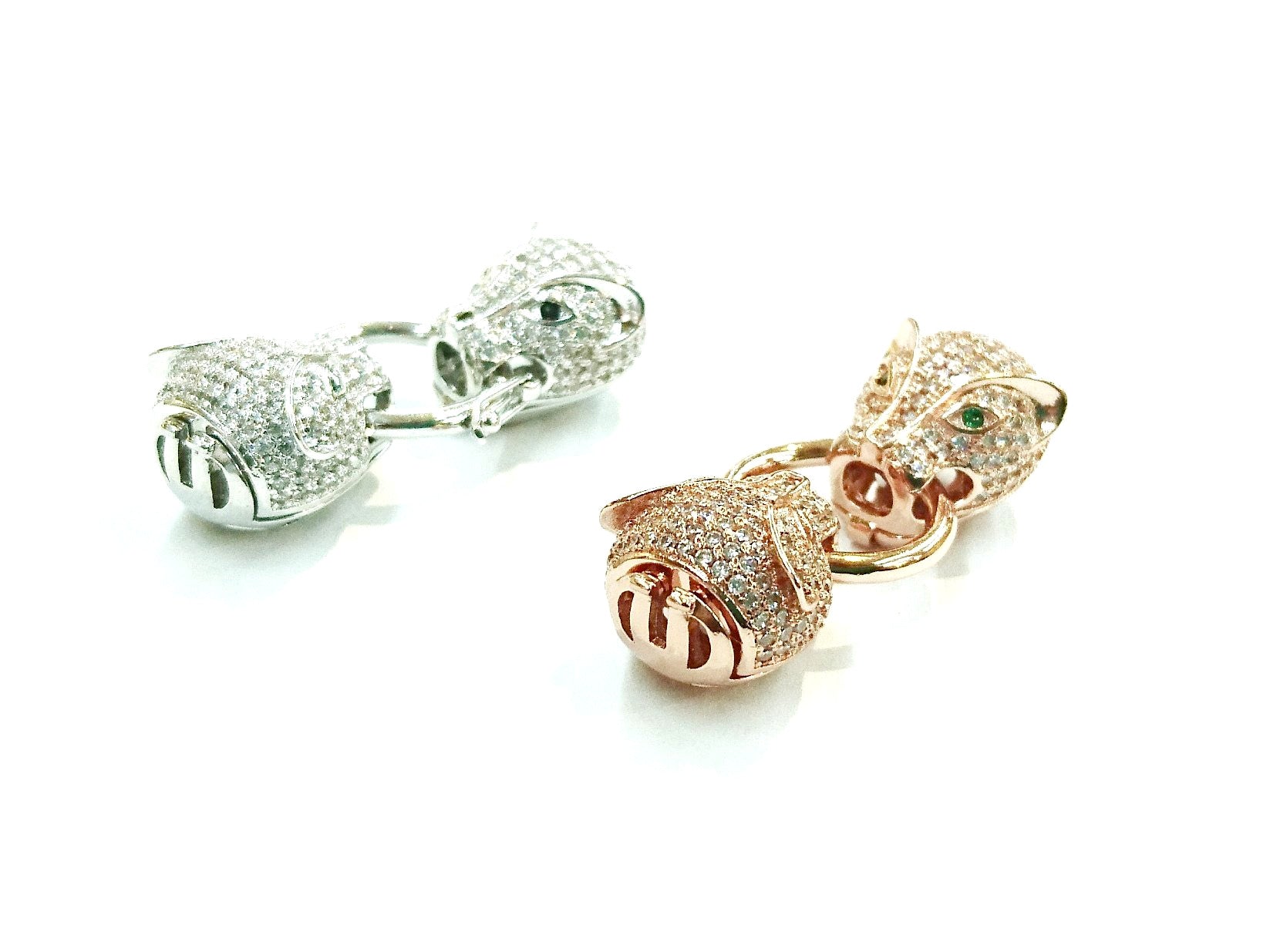 Twister Clasp, Jaguar, 14x40mm, Cubic Zirconia | 閃石鏈扣, 14x40mm