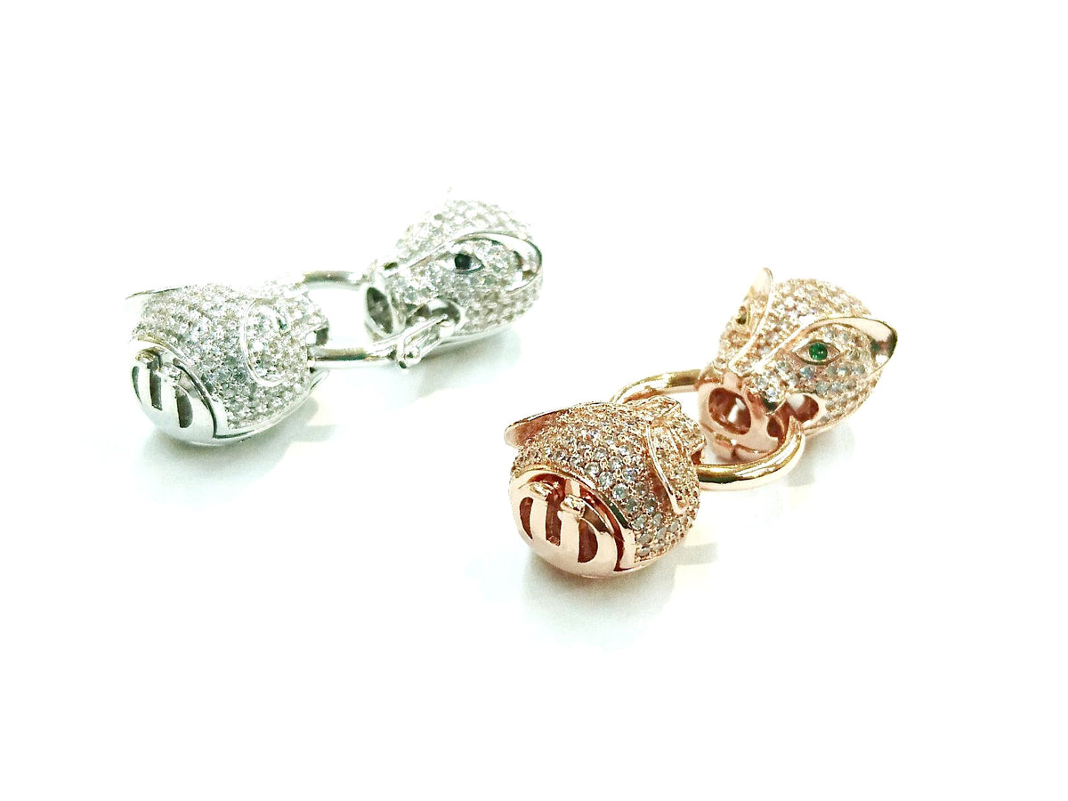 Twister Clasp, Jaguar, 14x40mm, Cubic Zirconia | 閃石鏈扣, 14x40mm
