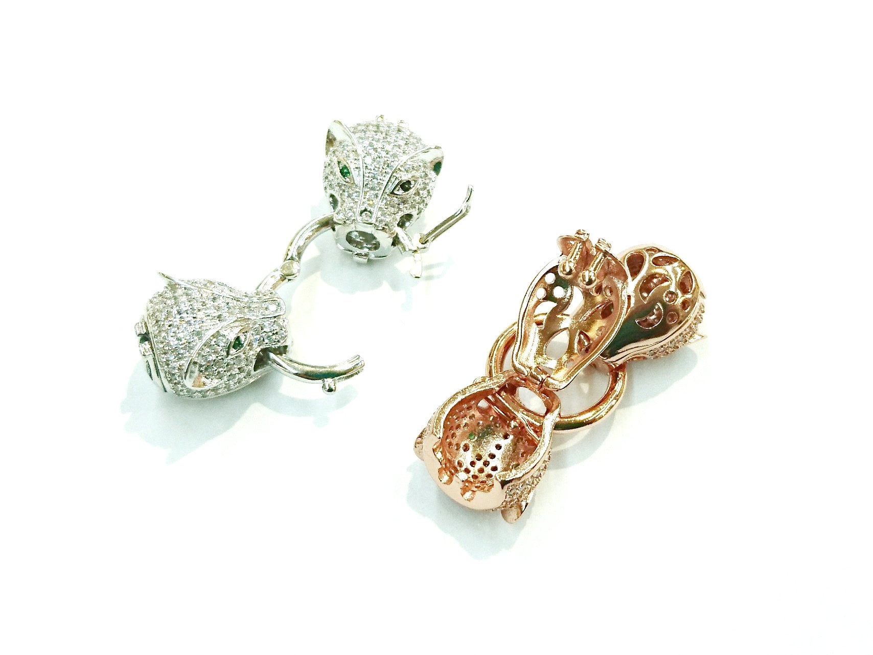 Twister Clasp, Jaguar, 14x40mm, Cubic Zirconia | 閃石鏈扣, 14x40mm