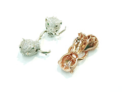 Twister Clasp, Jaguar, 14x40mm, Cubic Zirconia | 閃石鏈扣, 14x40mm