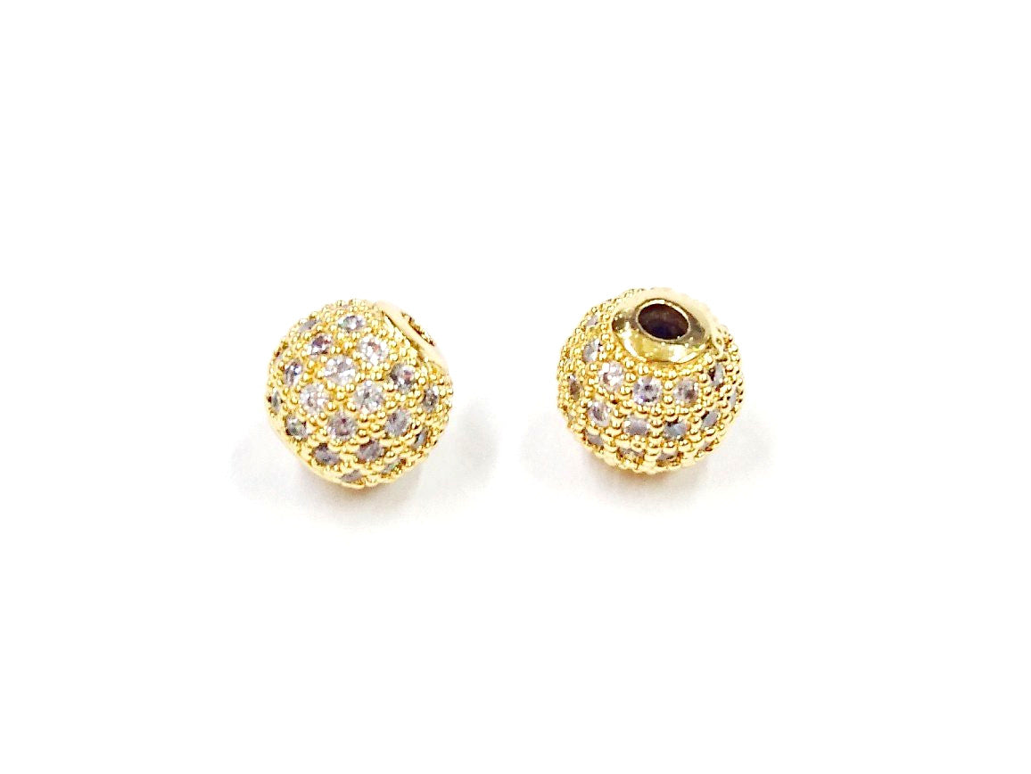 Cubic Zirconia Brass Beads, 8mm, Round, 1 Pc | 方晶鋯石銅珠, 8mm, 圓, 1個