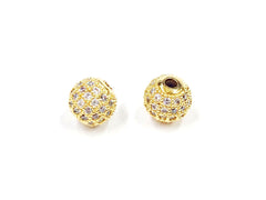 Cubic Zirconia Brass Beads, 8mm, Round, 1 Pc | 方晶鋯石銅珠, 8mm, 圓, 1個