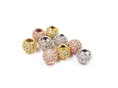 Cubic Zirconia Brass Beads, 8mm, Round, 1 Pc | 方晶鋯石銅珠, 8mm, 圓, 1個