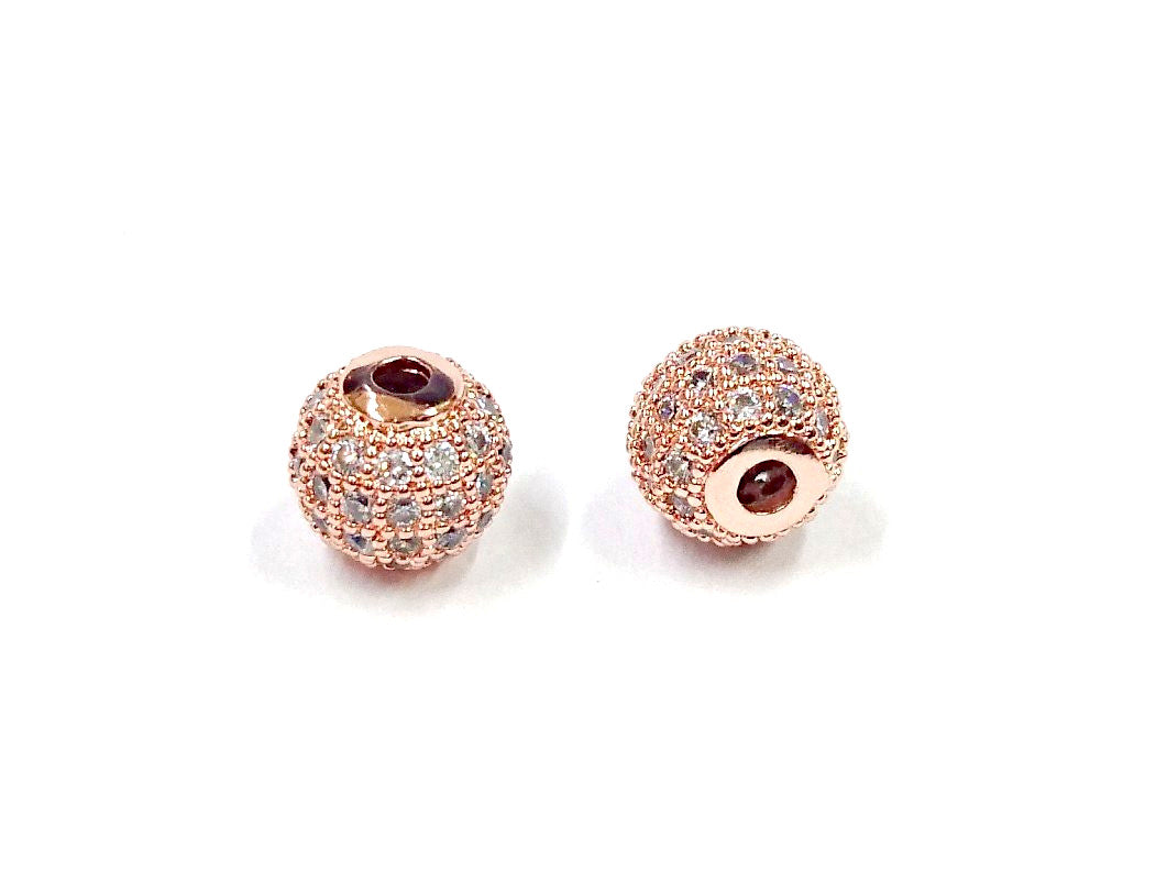 Cubic Zirconia Brass Beads, 8mm, Round, 1 Pc | 方晶鋯石銅珠, 8mm, 圓, 1個