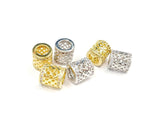 Cubic Zirconia Brass Beads, 8x8mm, tube, 1 Pc | 方晶鋯石銅珠, 8x8mm, 管珠, 1個