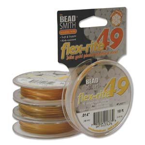 Beading Wire, Flex-rite, 0.35/0.45/0.6mm, 24K Gold Plated | Flex-rite威也線，24K鍍金，0.35/0.45/0.6mm