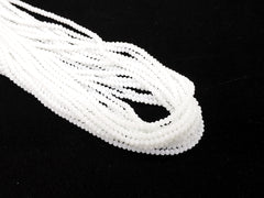 玻璃珠, 3x3.5mm, 切面扁珠, 實色白 (#50)