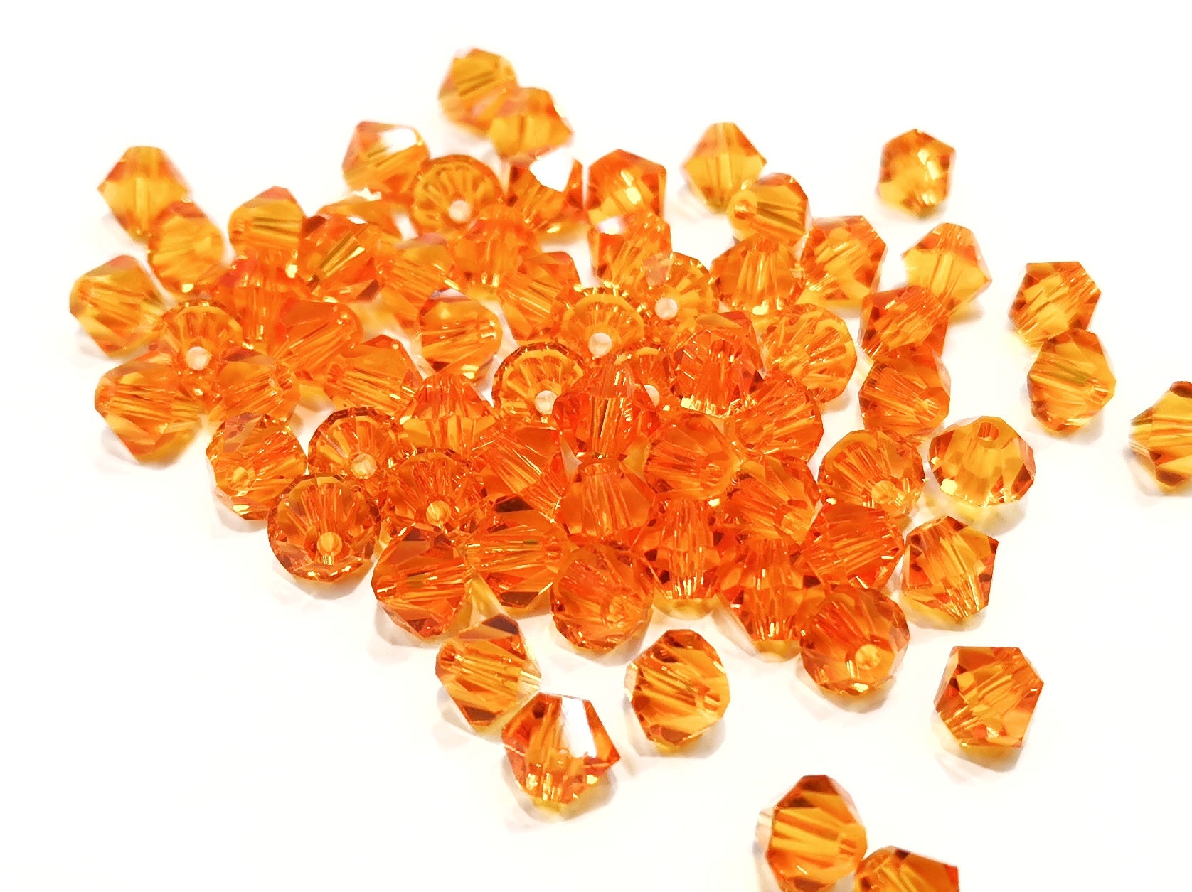 雙尖水晶玻璃, 6mm, 橙色, 72粒