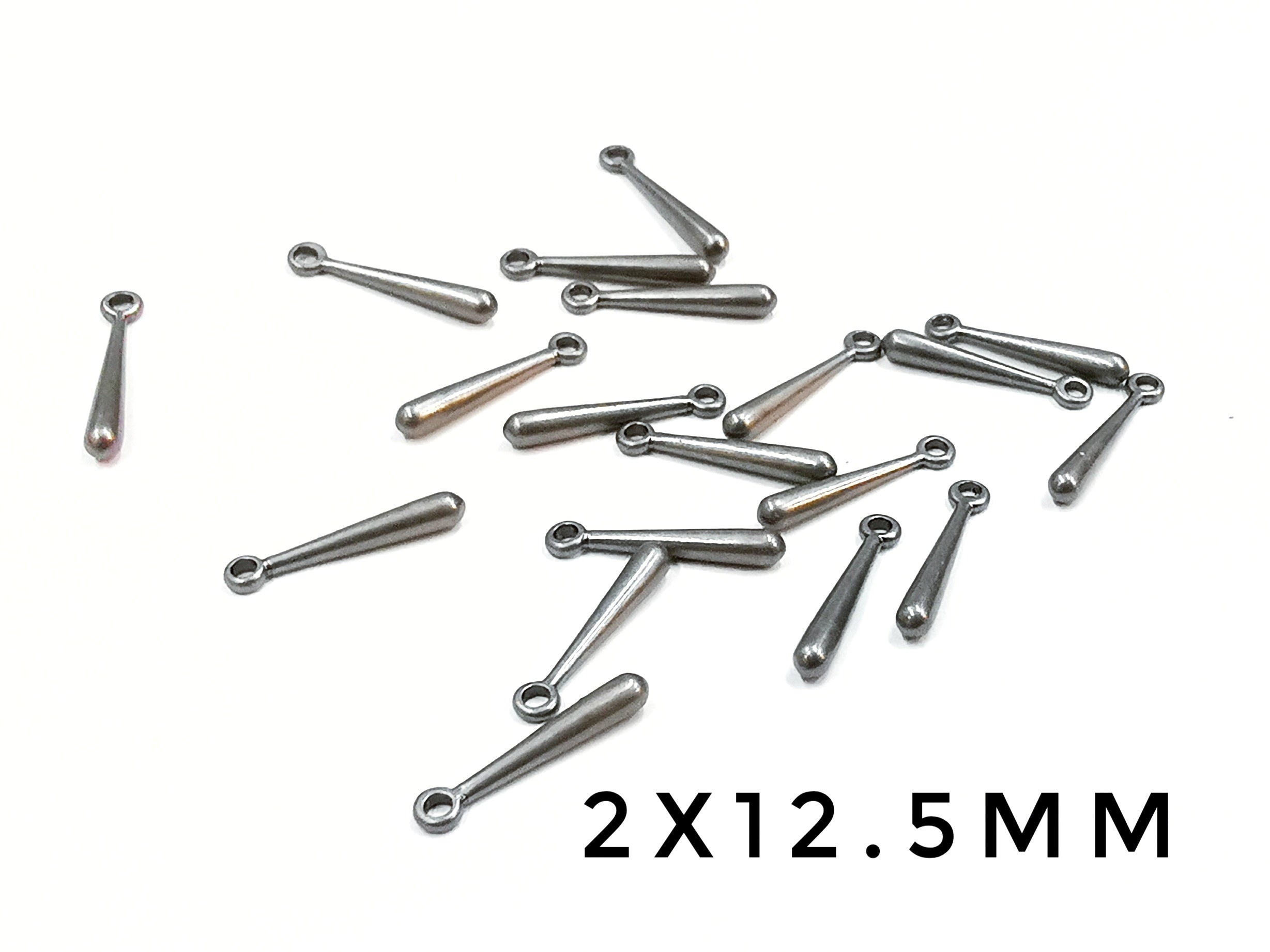 水滴銅吊飾, 2x12mm, 黑叻色, 20個