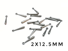 水滴銅吊飾, 2x12mm, 黑叻色, 20個