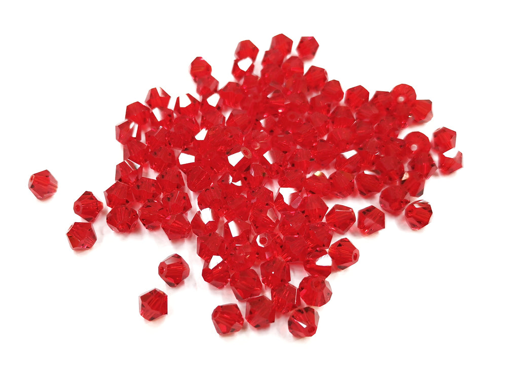 Bicone Glass Bead, 6mm, Red, 72 Pcs | 雙尖水晶玻璃, 6mm, 大紅, 72粒